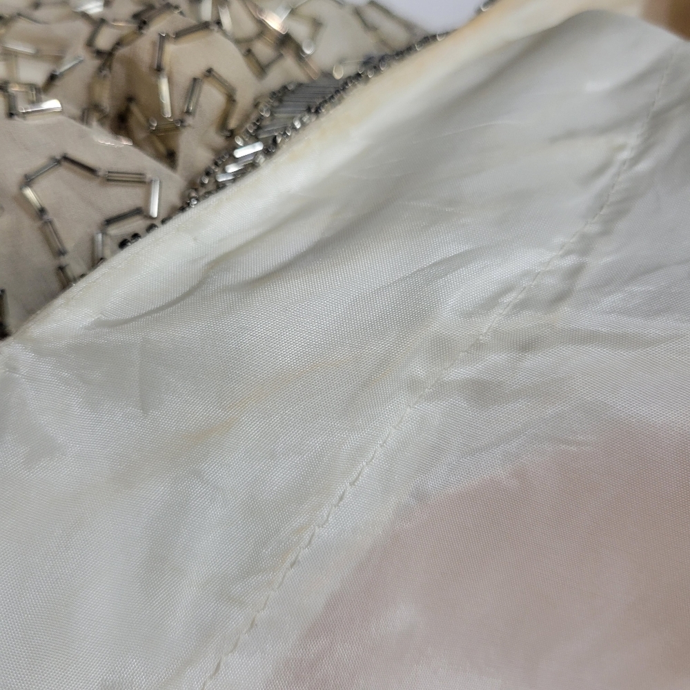 Stunning Vintage Black Tie Cream, Silver and Gold Sequin Open Back Dress Size 8 - Picture 16 of 16
